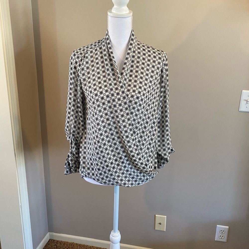 Pleione Long Sleeve Faux Wrap Blouse